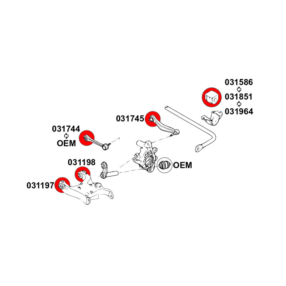 STRONGFLEX Buchsen Set passend für BMW E65 E66 Vorderachse & Hinterachse (PU)