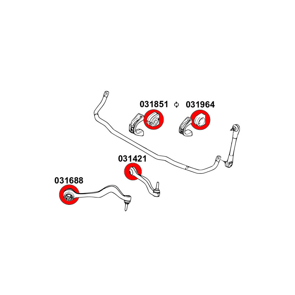 STRONGFLEX Buchsen Set passend für BMW E65 E66 Vorderachse & Hinterachse (PU)