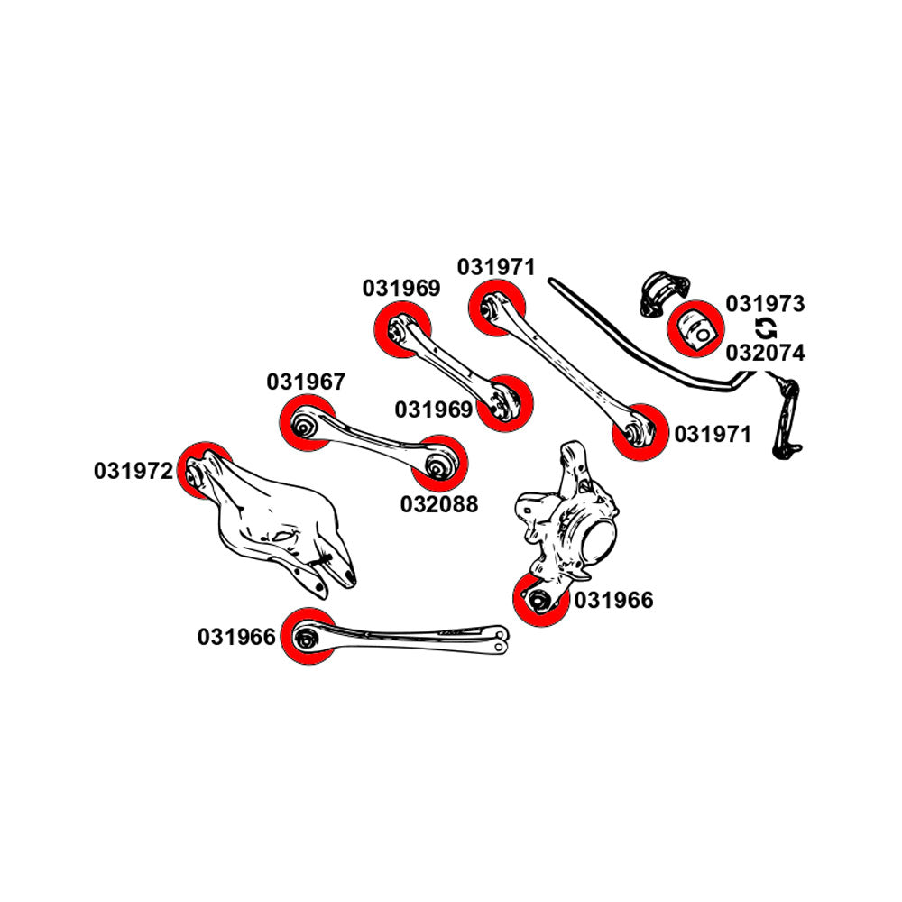 STRONGFLEX Buchsen Set passend für BMW G42 G43 Vorderachse & Hinterachse (PU)