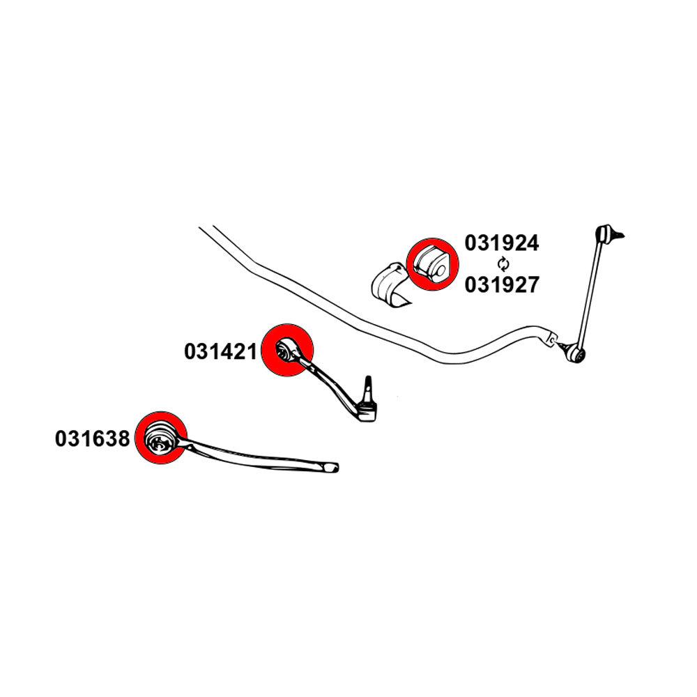 STRONGFLEX Buchsen Set passend für BMW X5 E53 Vorderachse & Hinterachse (PU)