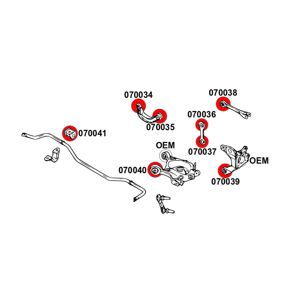 STRONGFLEX Buchsen Set passend für Ford Mustang VI Hinterachse (PU)