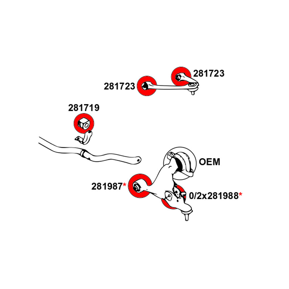 STRONGFLEX Buchsen Set passend für Infiniti Q50 V37 Vorderachse (PU)