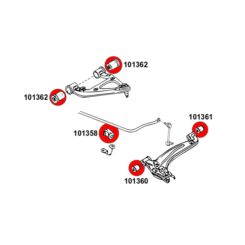 STRONGFLEX Buchsen Set passend für Mazda MX-5 NB Vorderachse & Hinterachse (PU)