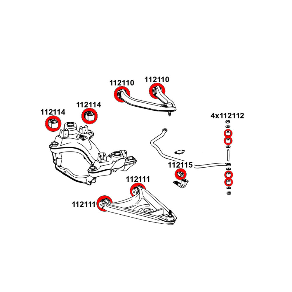STRONGFLEX Buchsen Set passend für Mercedes-Benz SL R107 Vorderachse & Hinterachse (PU)