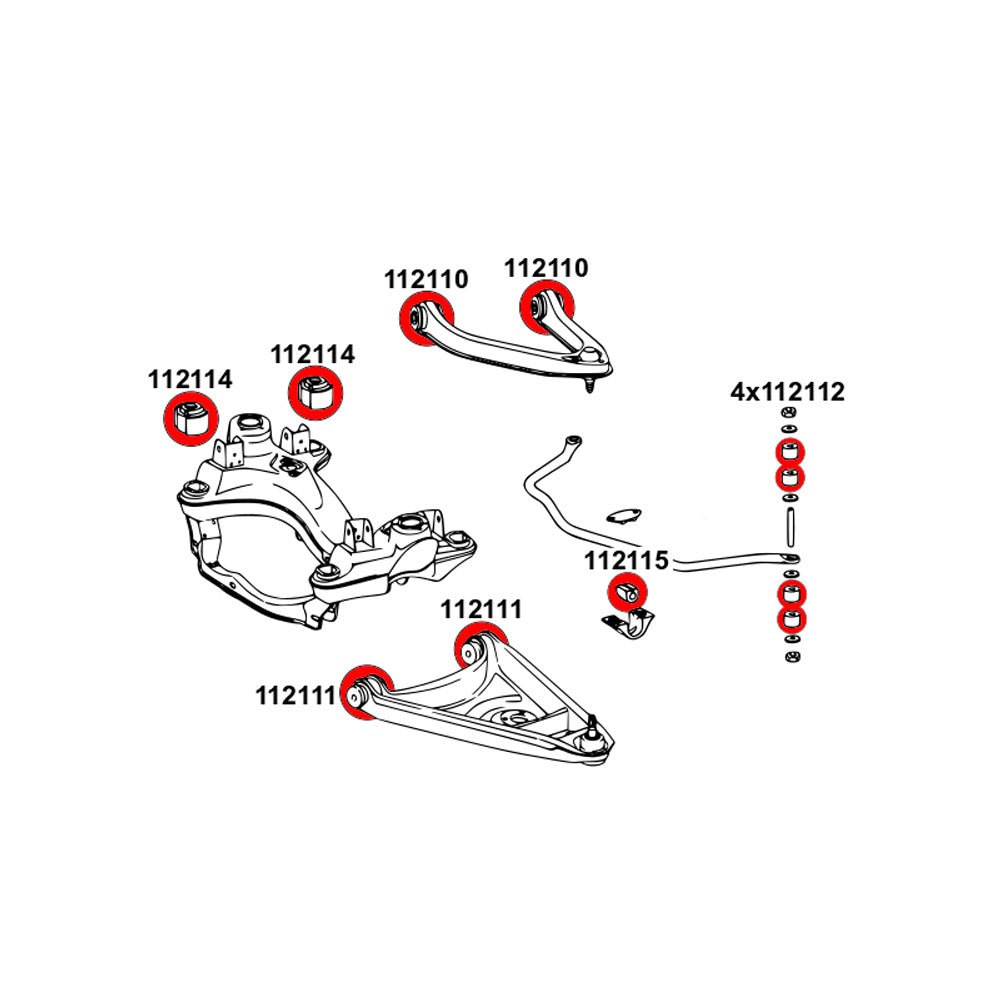 STRONGFLEX Buchsen Set passend für Mercedes-Benz W114 W115 Vorderachse (PU)