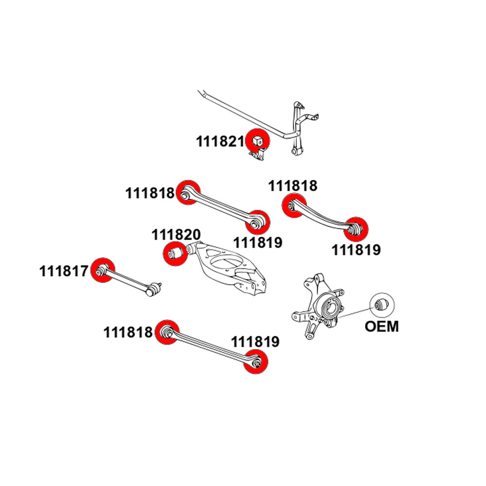 STRONGFLEX Buchsen Set passend für Mercedes-Benz W208 Hinterachse (PU)