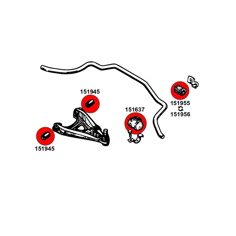 STRONGFLEX Buchsen Set passend für Renault 5 Vorderachse (PU)