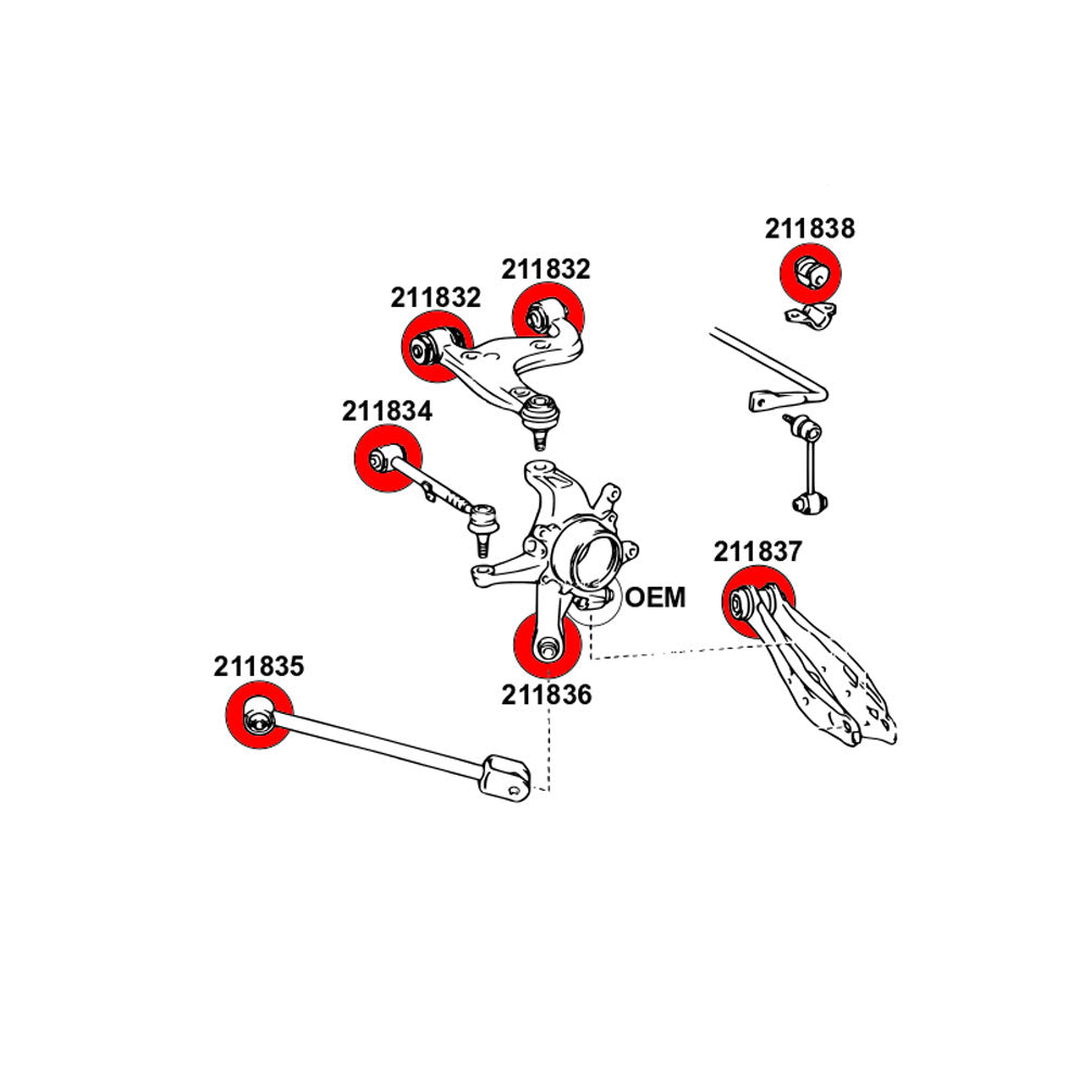 STRONGFLEX Buchsen Set passend für Toyota Mark 2 Vorderachse & Hinterachse (PU)