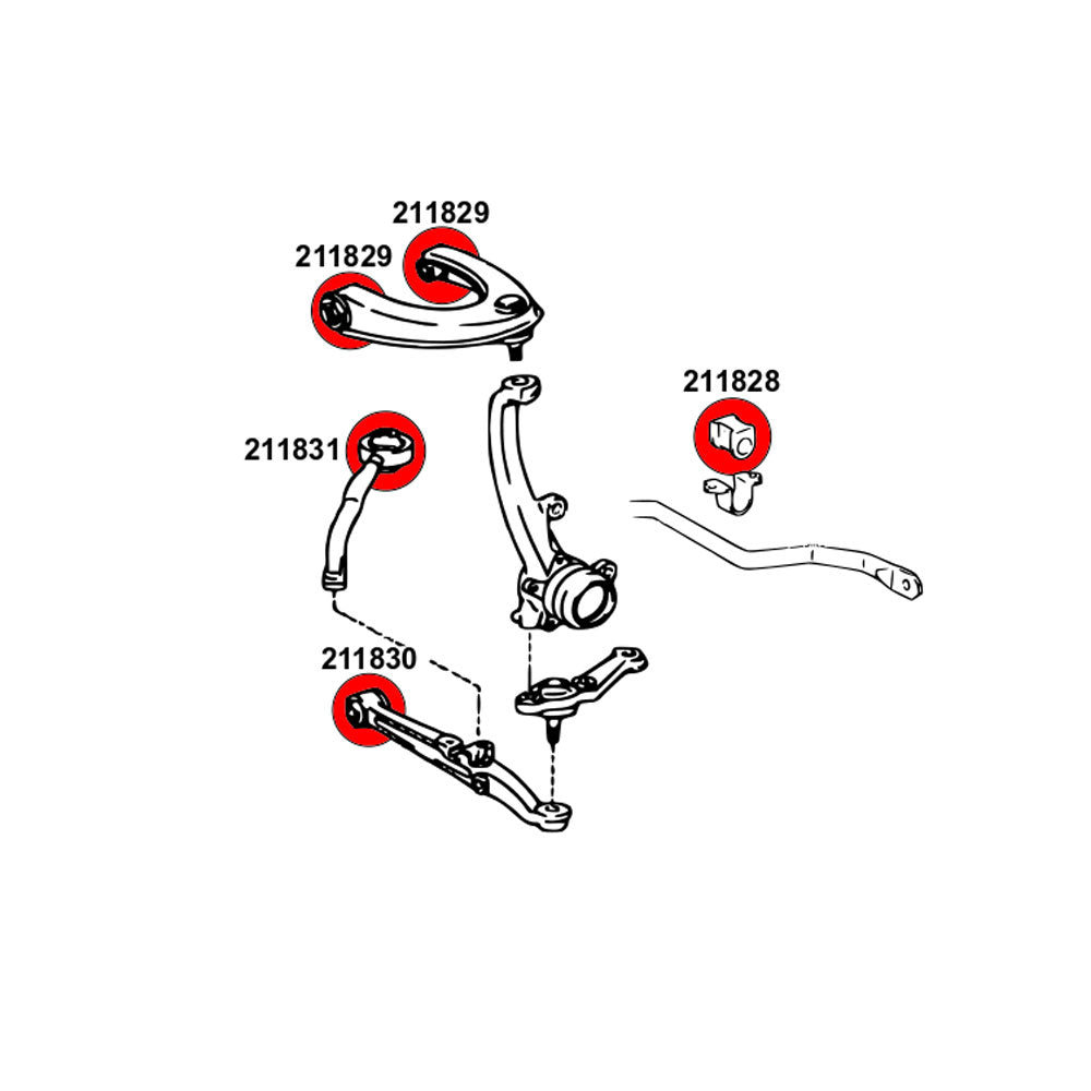 STRONGFLEX Buchsen Set passend für Toyota Mark 2 Vorderachse (PU)