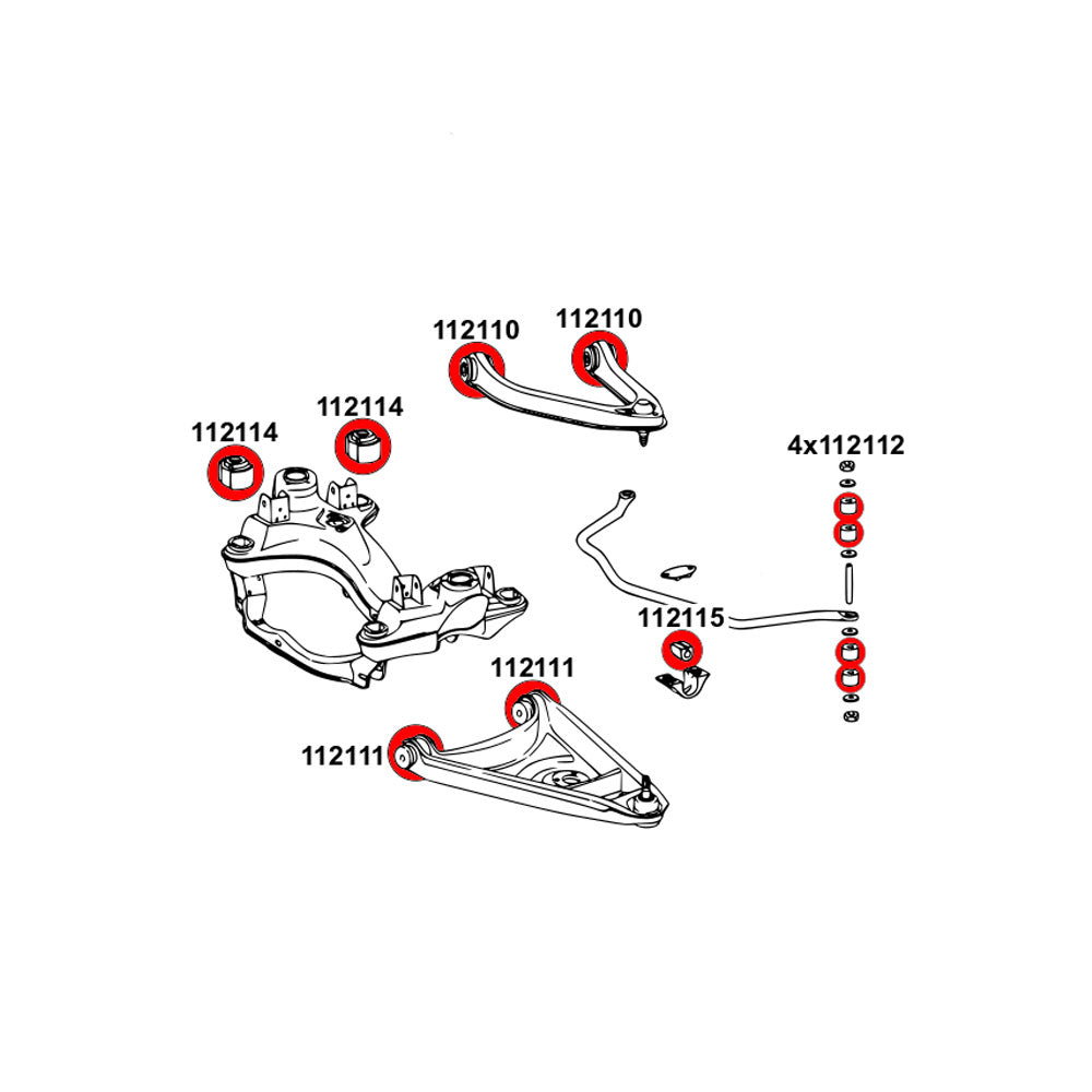 STRONGFLEX Vorderachsträger Buchsen Set passend für Mercedes-Benz SL R107 (PU)