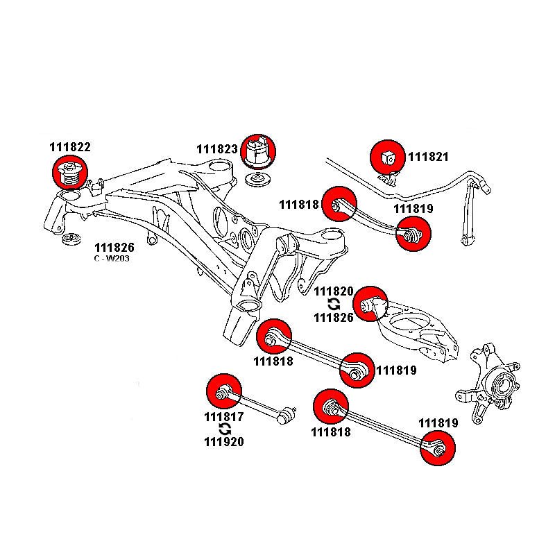 STRONGFLEX Mercedes W202 Buchsen Set Hinterachse (PU) - PARTS33 GmbH