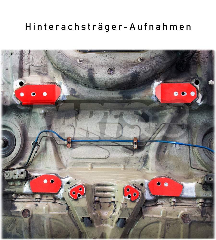 PMC MOTORSPORT Verstärkungsbleche Einschweissbleche Set V1  passend für BMW E46 Hinterachsträger (Stahl)
