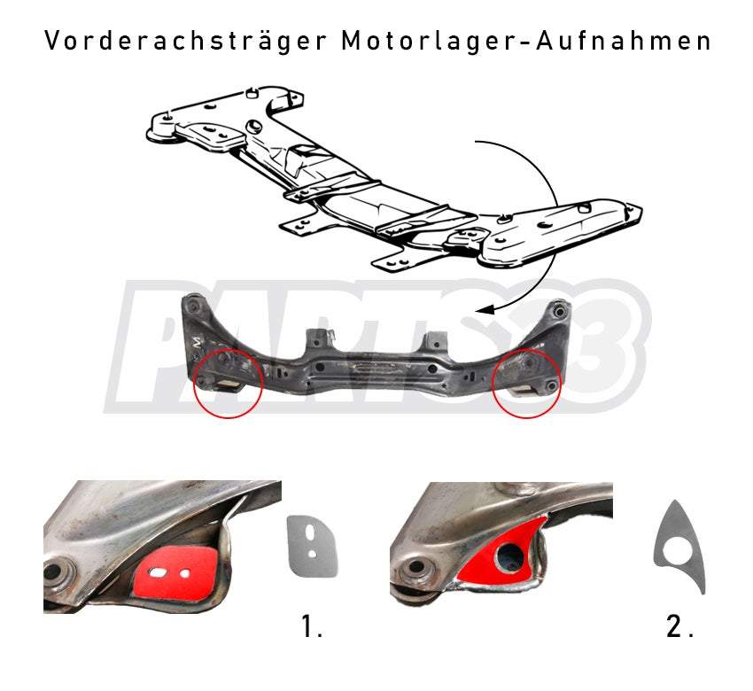 PMC MOTORSPORT Verstärkungsbleche Einschweissbleche Set passend für BMW E30 (Stahl)