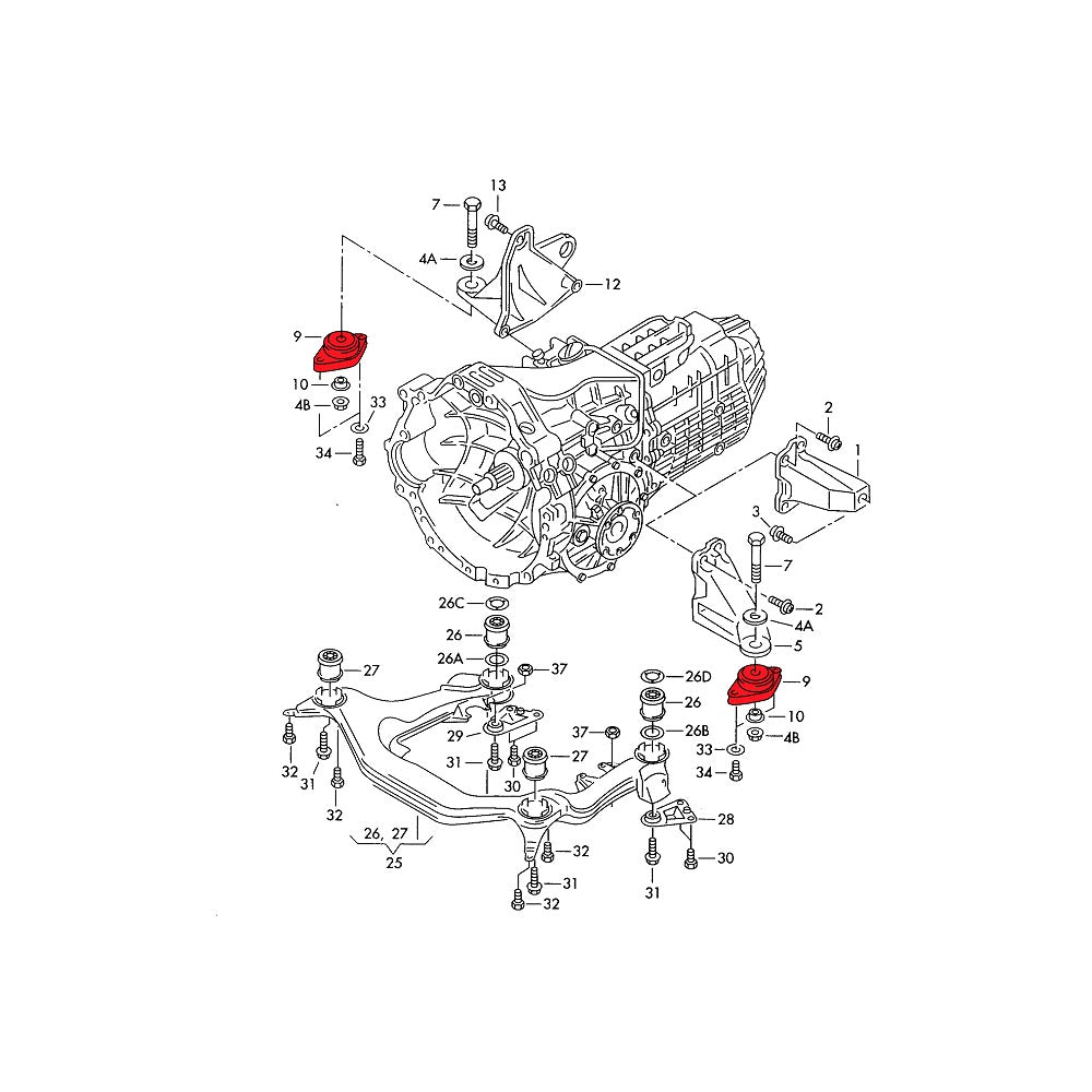 VERKLINE Getriebelager Audi S4 RS4 B5 (Aluminium/PU) - PARTS33 GmbH