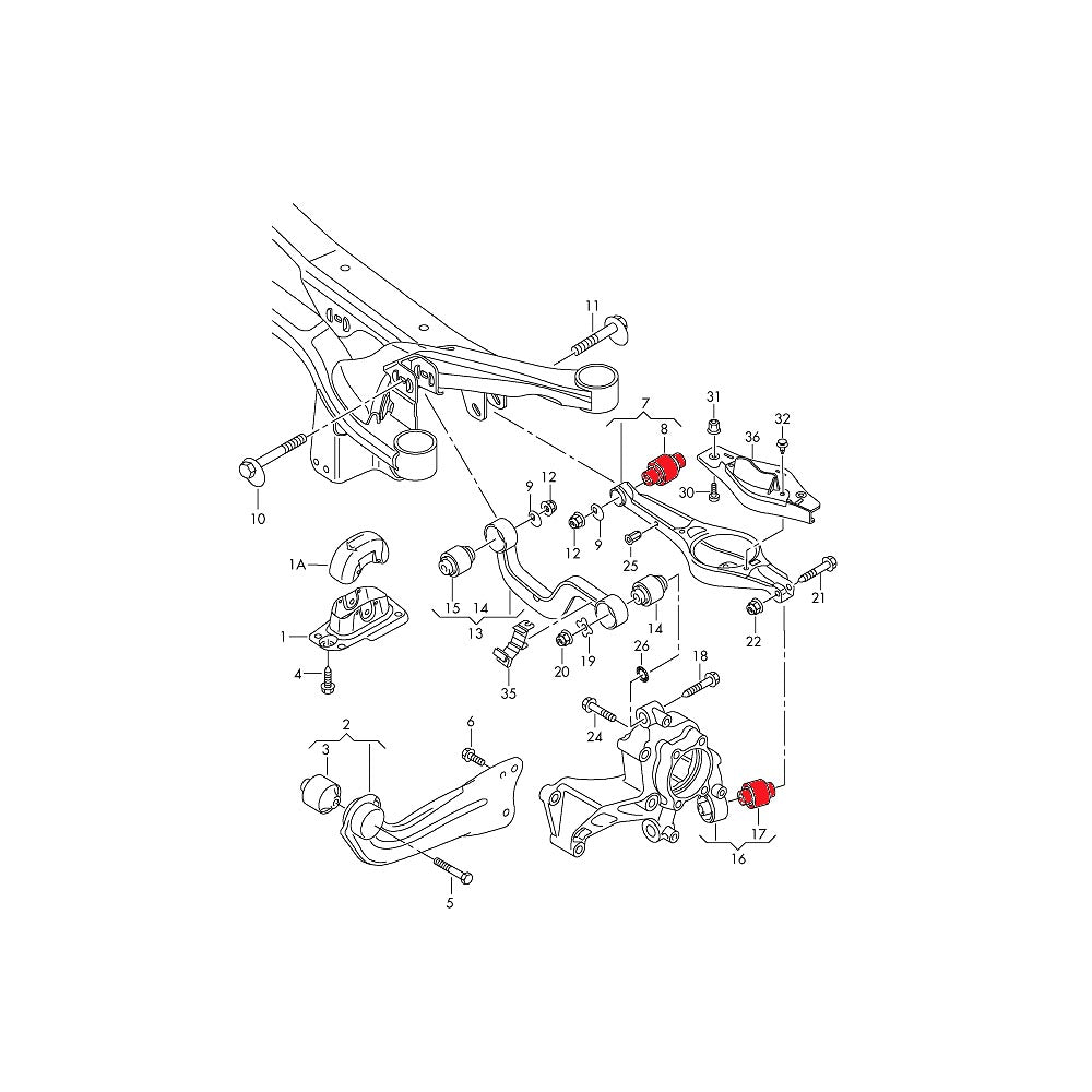 VERKLINE Buchsen Querlenker Radlagergehäuse Audi S3 RS3 8P TT 8J 4WD Hinterachse Set Uniball (Aluminium) - PARTS33 GmbH