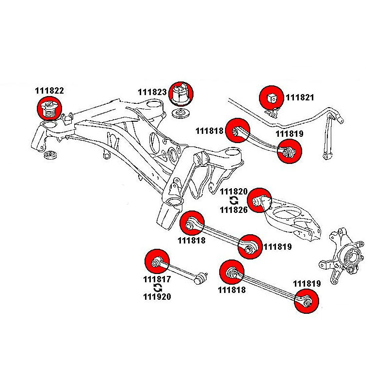 STRONGFLEX Mercedes W202 Buchsen Set Vorderachse & Hinterachse (PU) - PARTS33 GmbH