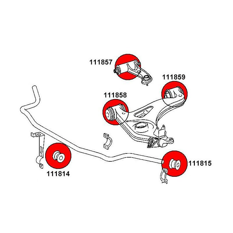 STRONGFLEX Mercedes W202 Buchsen Set Vorderachse & Hinterachse (PU) - PARTS33 GmbH