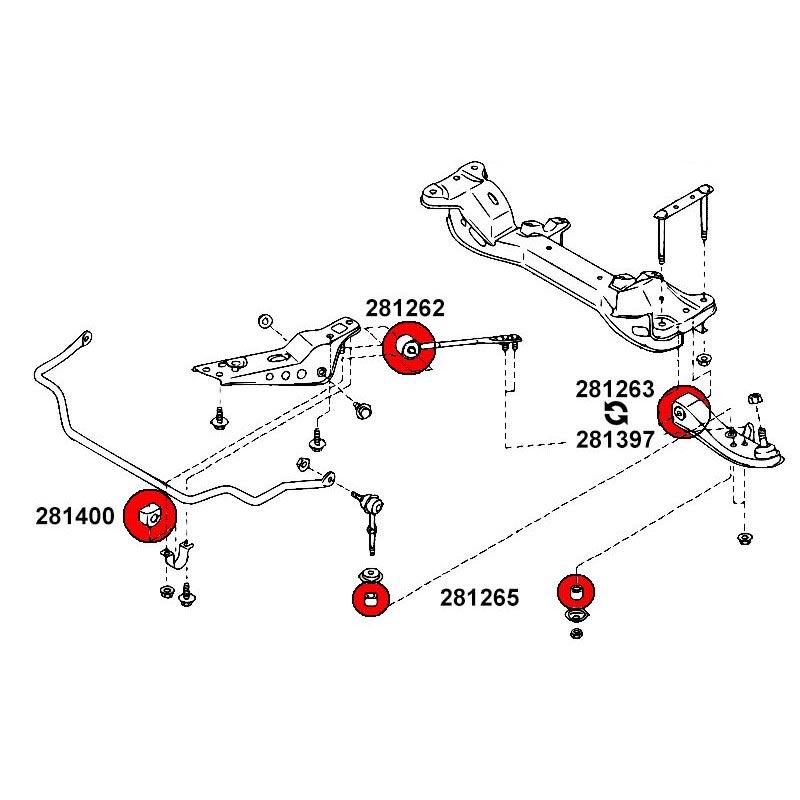 STRONGFLEX Nissan 200SX S14 Buchsen Set Vorderachse & Hinterachse (PU) - PARTS33 GmbH