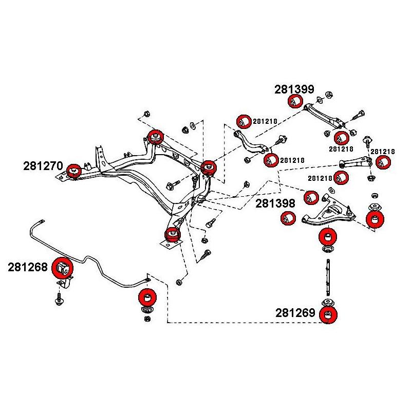STRONGFLEX Nissan Skyline R33 R34 Buchsen Set Vorderachse & Hinterachse (PU) - PARTS33 GmbH