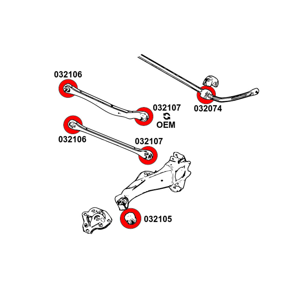 STRONGFLEX Buchsen Set passend für F54 Clubman F60 Countryman Vorderachse & Hinterachse (PU)