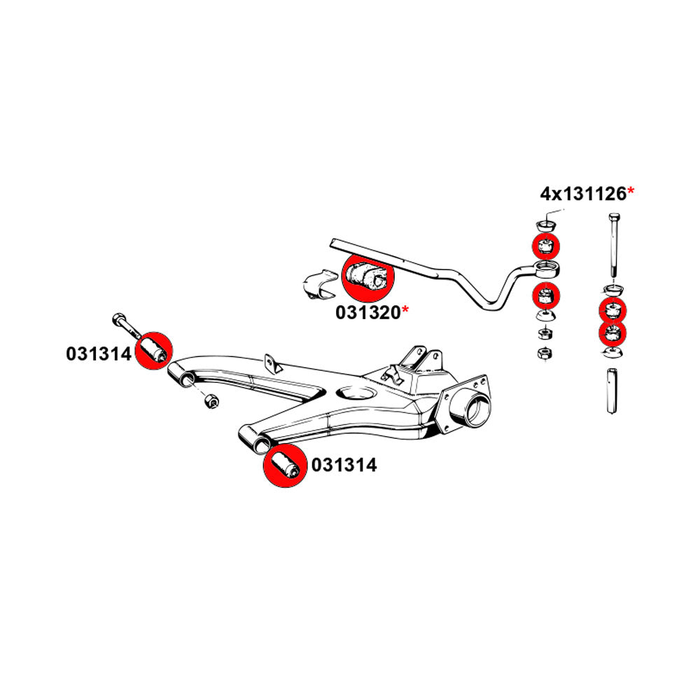 STRONGFLEX Buchsen Set passend für BMW E24 Hinterachse (PU)