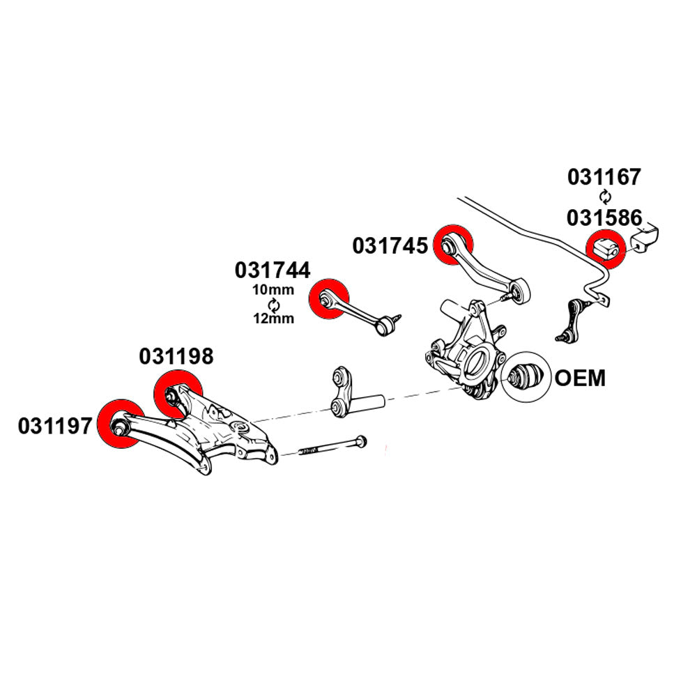 STRONGFLEX Buchsen Set passend für BMW E39 Hinterachse (PU)