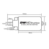 DEATSCHWERKS bürstenlose Kraftstoffpumpe DW440 universal 440 Liter/Stunde mit PWM Controller - PARTS33 GmbH