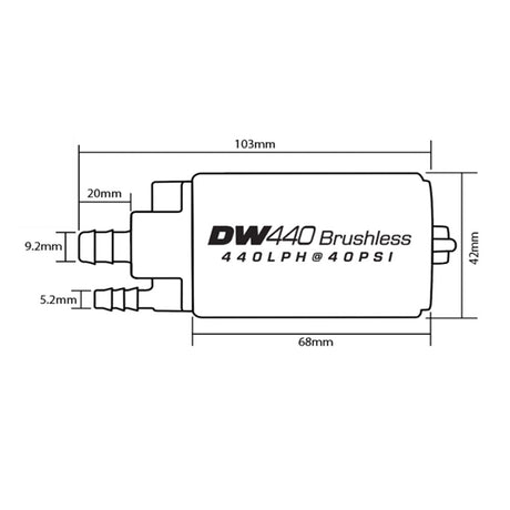 DEATSCHWERKS bürstenlose Kraftstoffpumpe DW440 universal 440 Liter/Stunde mit PWM Controller - PARTS33 GmbH