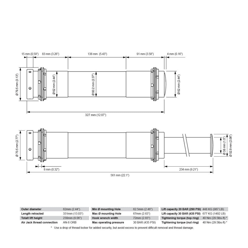 NUKE PERFORMANCE Lufthebeanlage Air Jack 60 Competition (1 Stück)