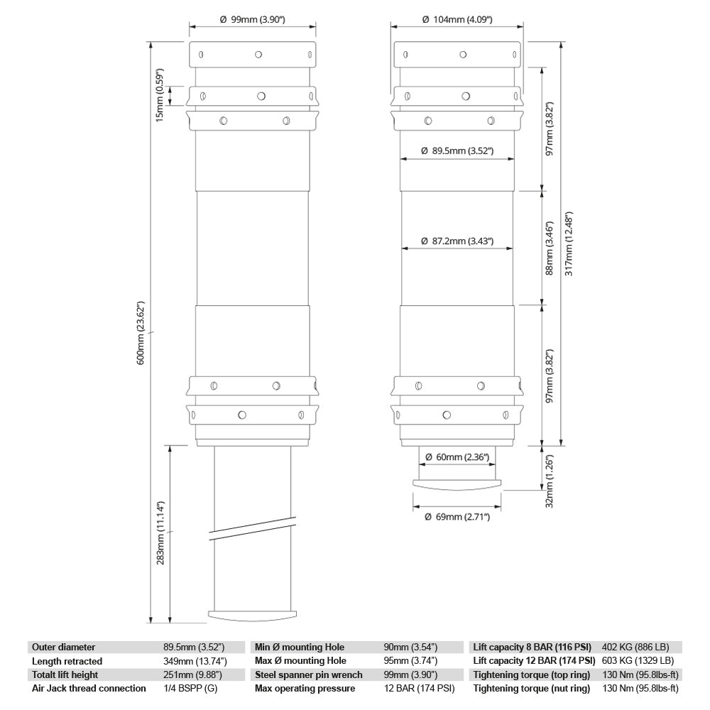 NUKE PERFORMANCE Lufthebeanlage Air Jack 90 Competition PRO Set (3 Stück) - PARTS33 GmbH