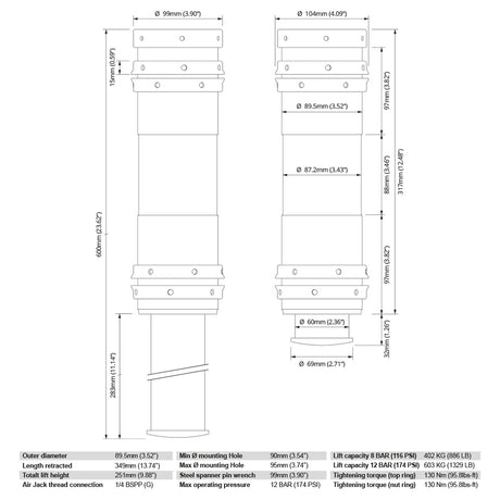 NUKE PERFORMANCE Lufthebeanlage Air Jack 90 Competition PRO Set (4 Stück) - PARTS33 GmbH