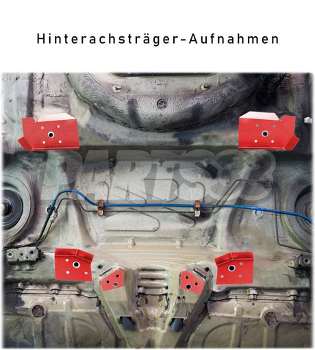 PMC MOTORSPORT Verstärkungsbleche Einschweissbleche Set V2 passend für BMW E46 Hinterachsträger (Stahl)