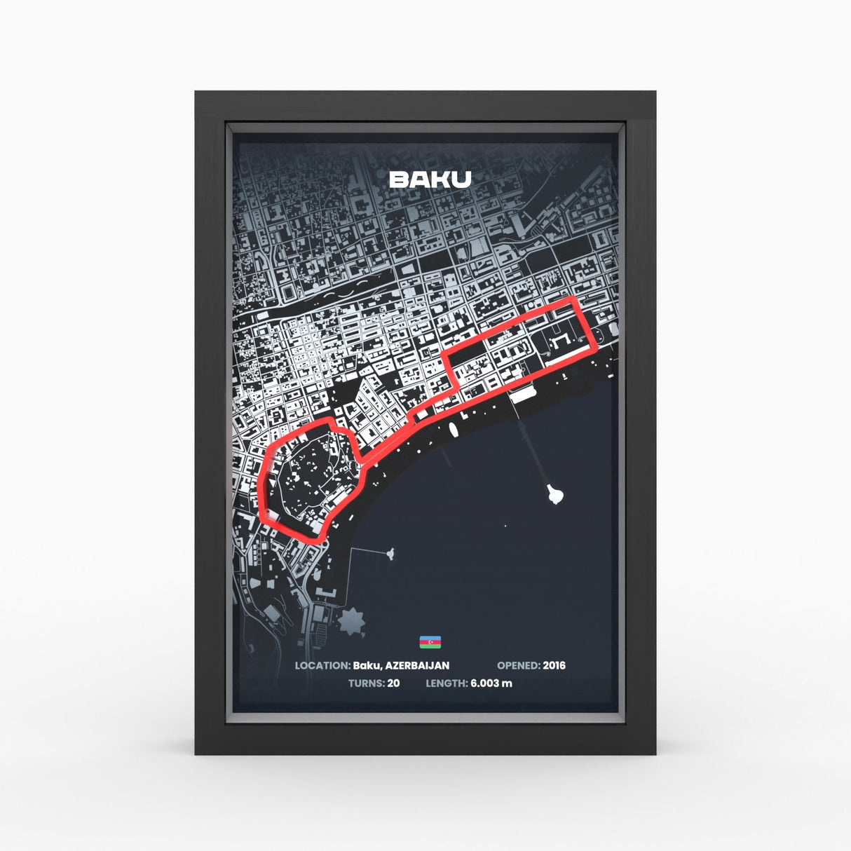 AP10 Baku City Circuit 3D Poster (gerahmt)