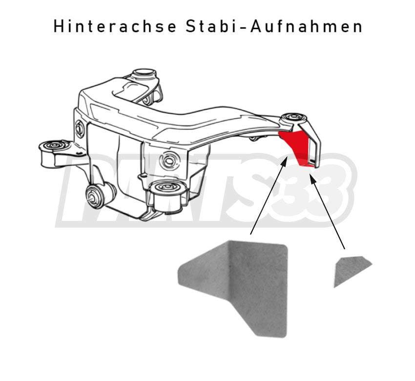 PMC MOTORSPORT Verstärkungsbleche Einschweissbleche Set passend für BMW E36 Hinterachse (Stahl)