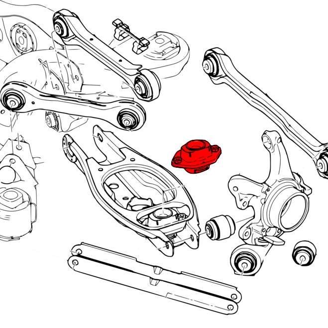 IRP Domlager passend für BMW E81 E82 E87 E88 non M Hinterachse unten Set Uniball (Aluminium)