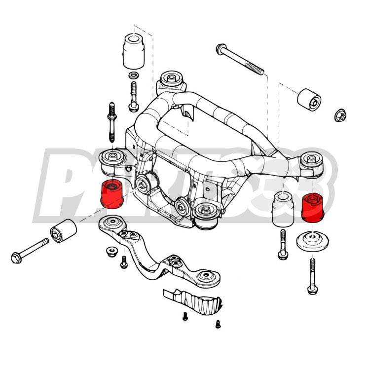 IRP Hinterachsträger Tonnenlager Buchsen Set passend für BMW E30 E36 E46 E8X E9X (PU)