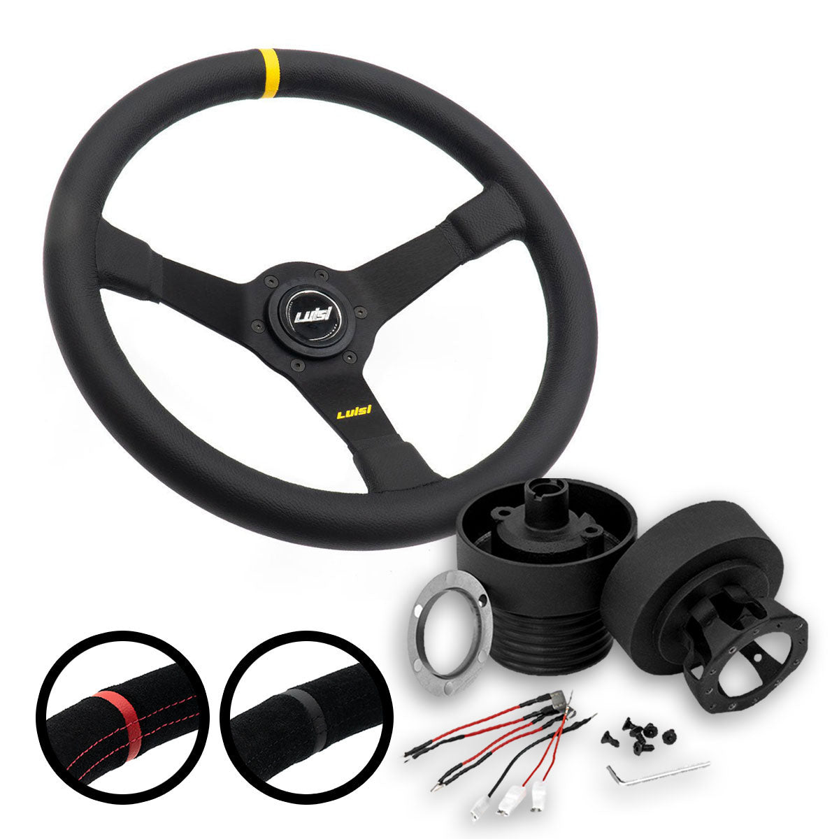 LUISI Mirage Race Sportlenkrad Leder Komplettset passend für Honda Civic 1996-2001 (geschüsselt / mit TÜV)