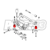 PMC MOTORSPORT Tonnenlager Buchsen Set starr passend für BMW E36 Hinterachsträger (Aluminium)