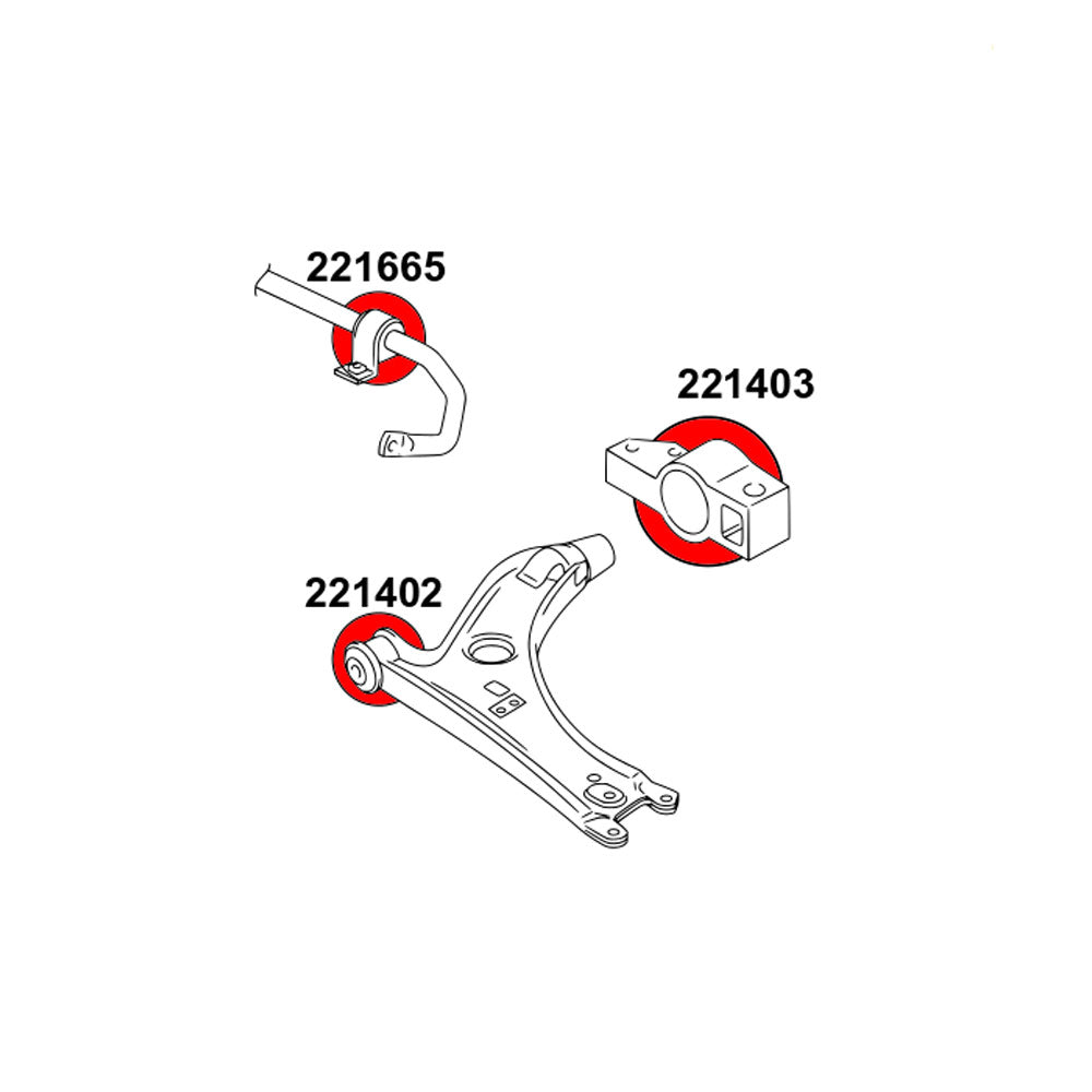 STRONGFLEX Buchsen Set passend für VW Scirocco 3 Vorderachse & Hinterachse (PU)