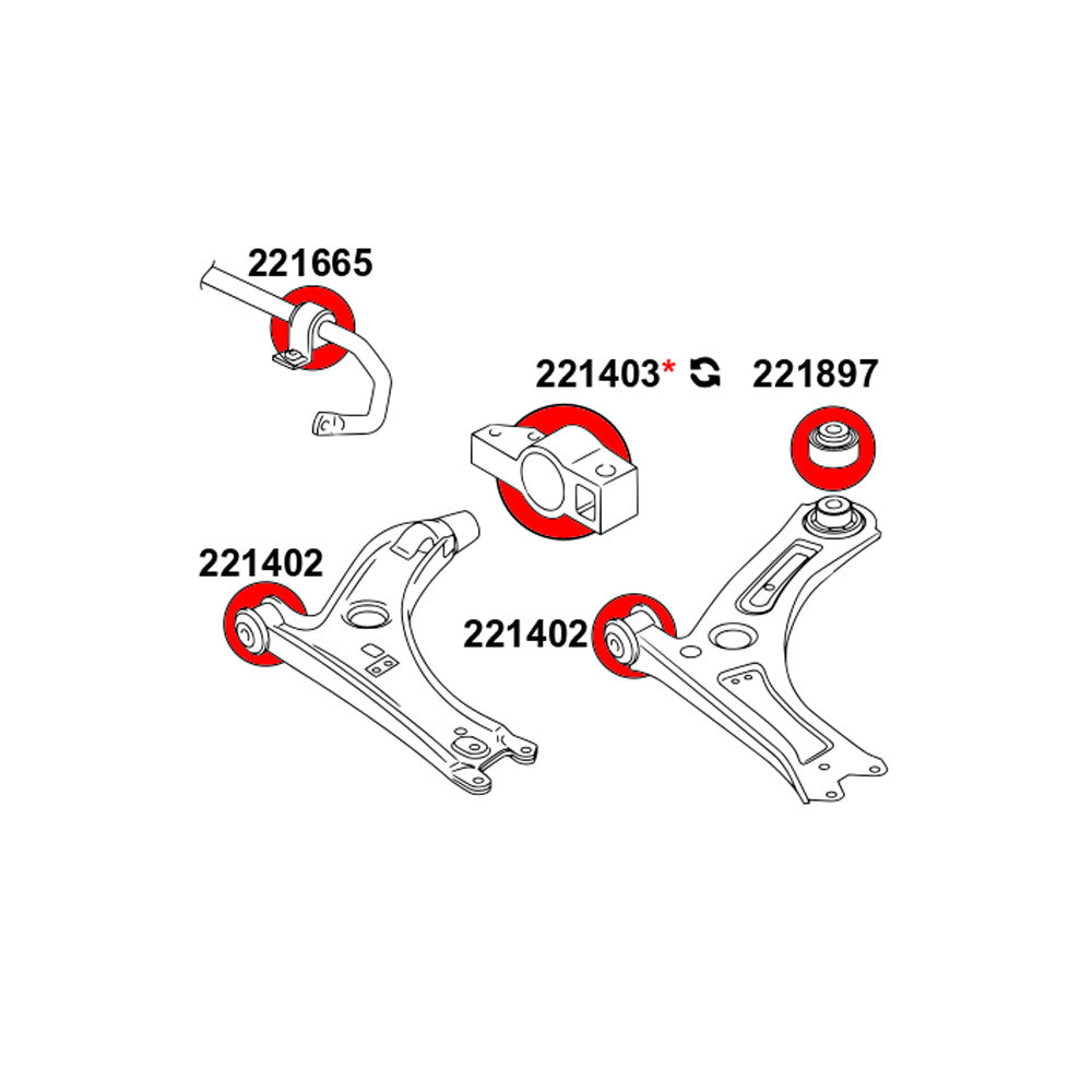 STRONGFLEX Buchsen Set passend für VW Scirocco 3 Vorderachse & Hinterachse (PU)