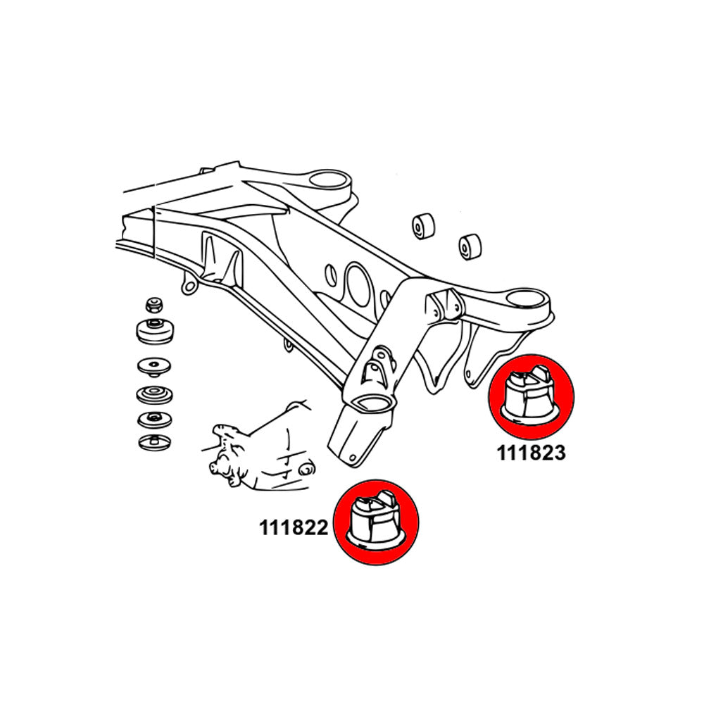 STRONGFLEX Hinterachsträger Buchsen Set passend für Mercedes-Benz W208 (PU)