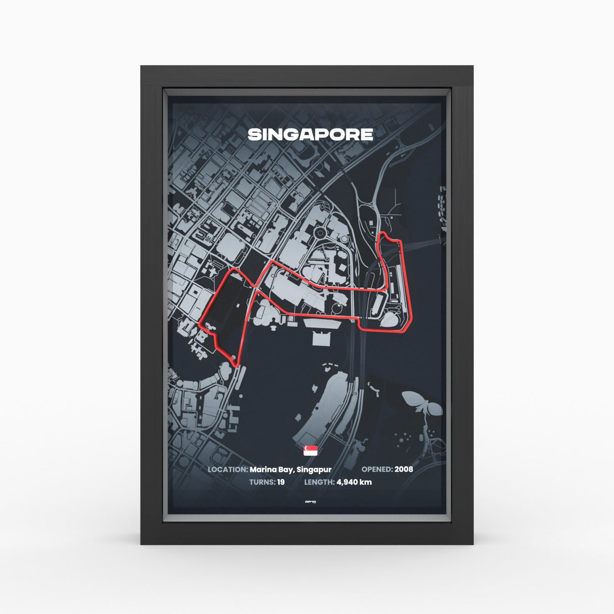 AP10 Singapur 3D Poster (gerahmt)