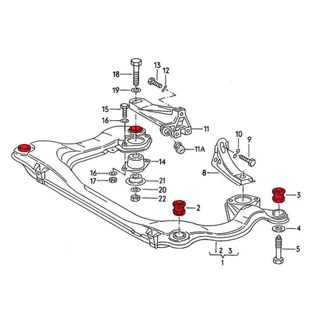 VERKLINE Buchsen Achsträger passend für Audi B2 B3 B4 (Aluminium)