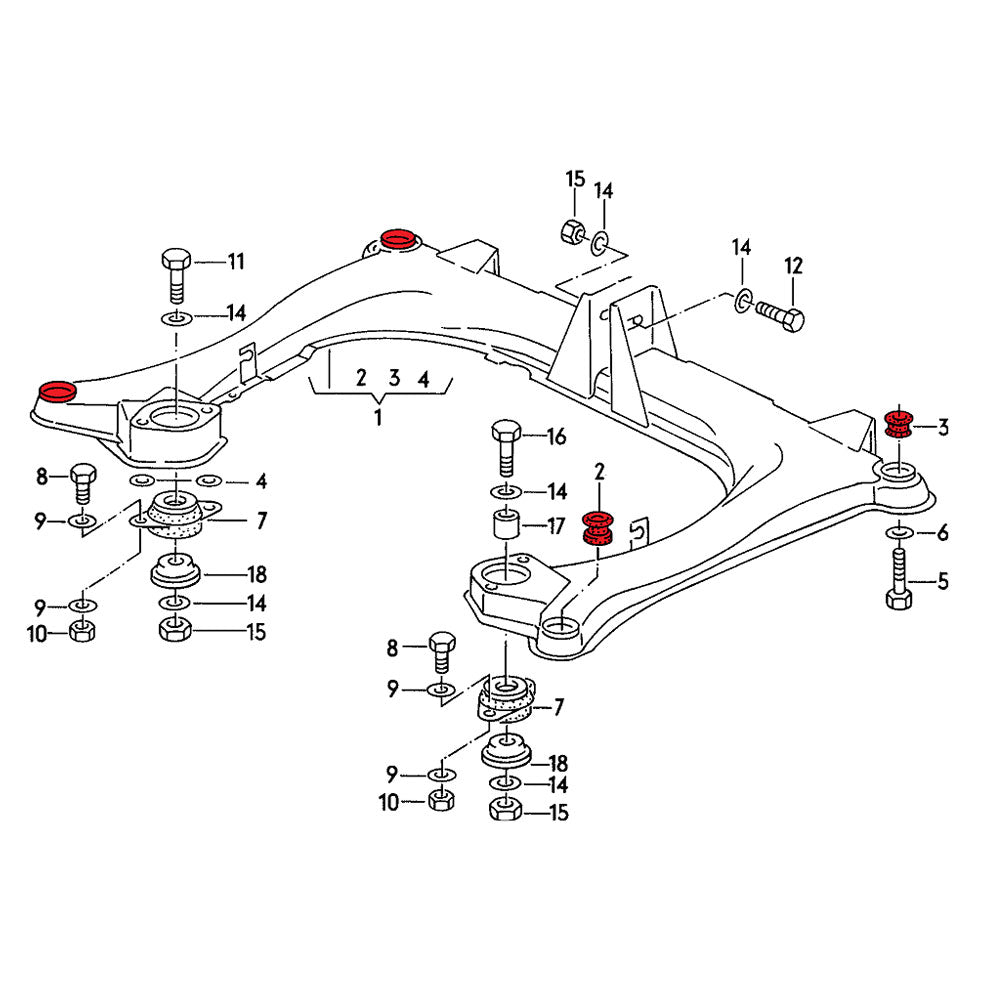 VERKLINE Buchsen Achsträger passend für Audi B2 B3 B4 (Aluminium)