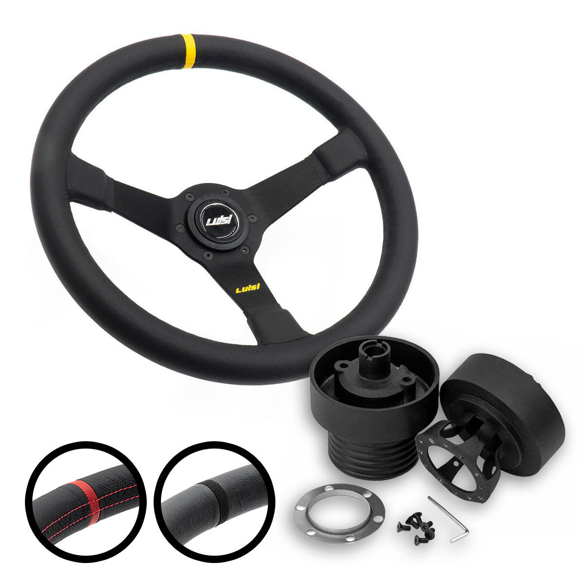 LUISI Mirage Race Sportlenkrad Leder Komplettset passend für VW Jetta 08/1982-1992 (geschüsselt / mit TÜV)