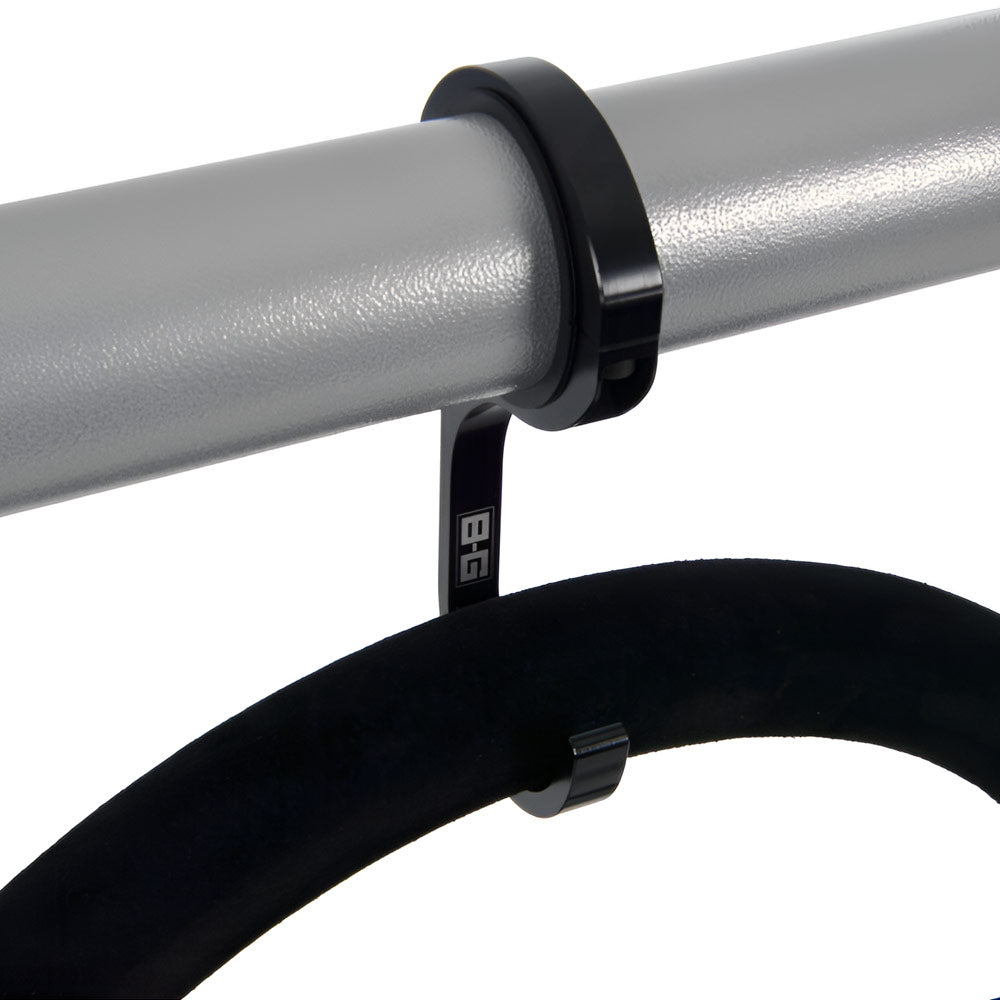 B-G RACING Lenkradhaken Rollcage-Halterung Schwarz (Aluminium)