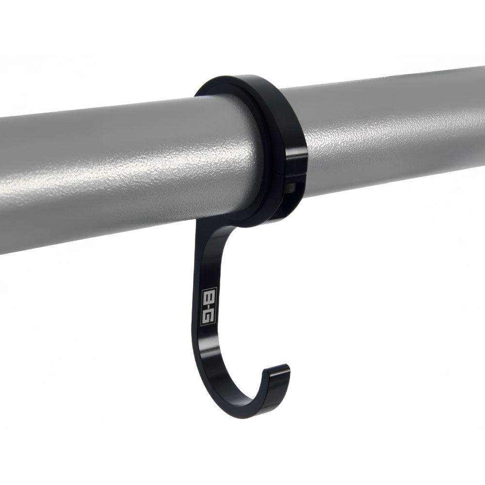 B-G RACING Lenkradhaken Rollcage-Halterung Schwarz (Aluminium)