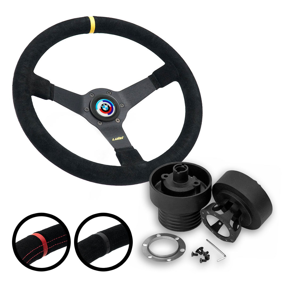 LUISI Mirage Race sports steering wheel suede complete set BMW E36 (bowled / with TÜV) - PARTS33 GmbH