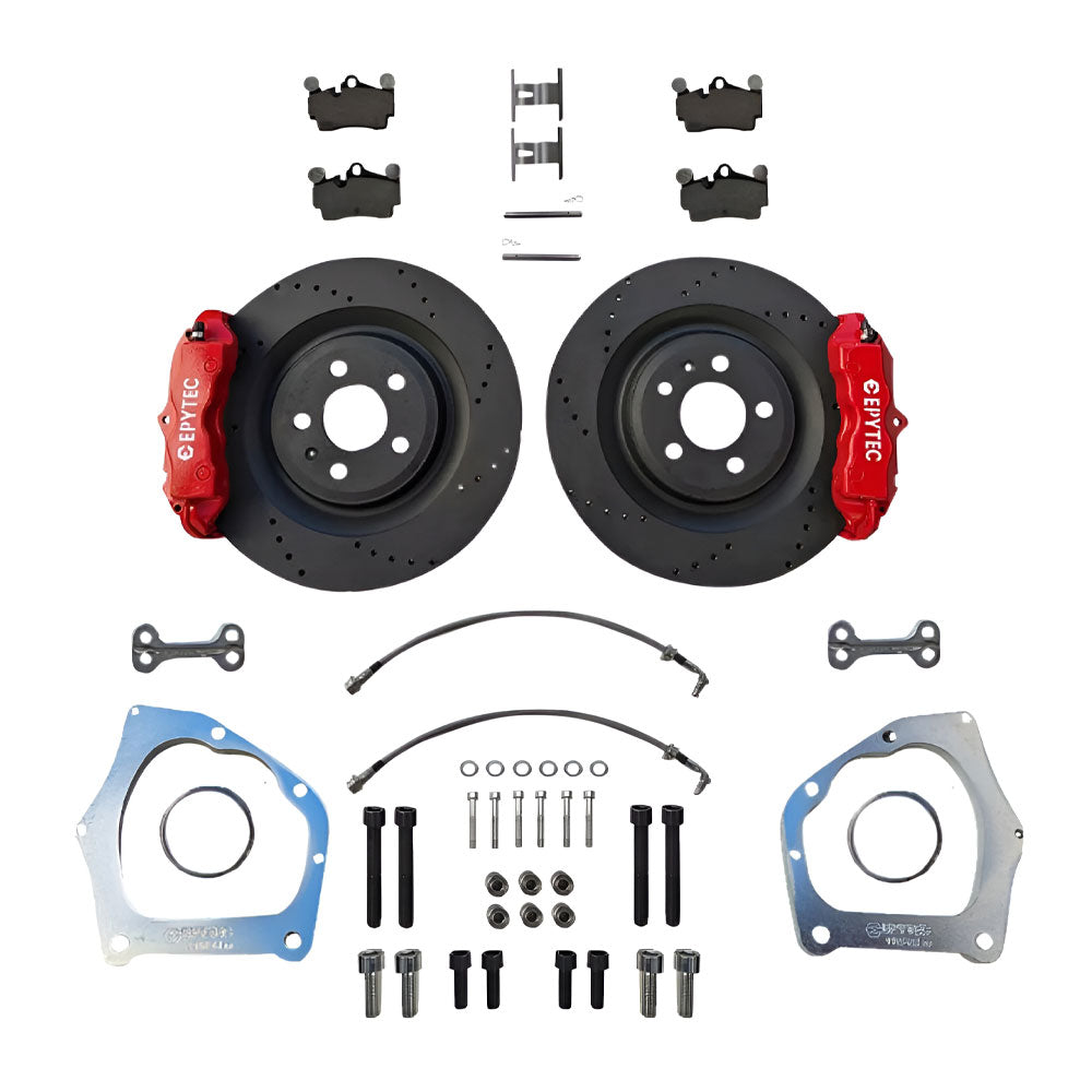 EPYTEC Bremsanlagen Kit passend für VW Passat Tiguan Sharan / Audi TT Q3 auf 4-Kolben Porsche Sattel mit 356x22mm Bremsscheibe Hinterachse