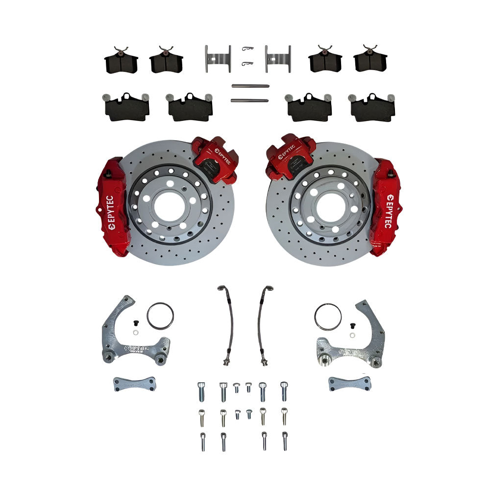 EPYTEC Bremsanlagen Kit passend für VW Golf 2 3 Syncro auf 4-Kolben Porsche Sattel mit 310x22mm Bremsscheibe Hinterachse